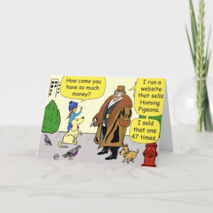 1400 Rich Man with Homing Pigeons Cartoons Card