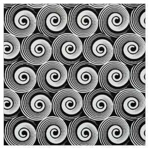 140216 Spirals - White on Black Fabric