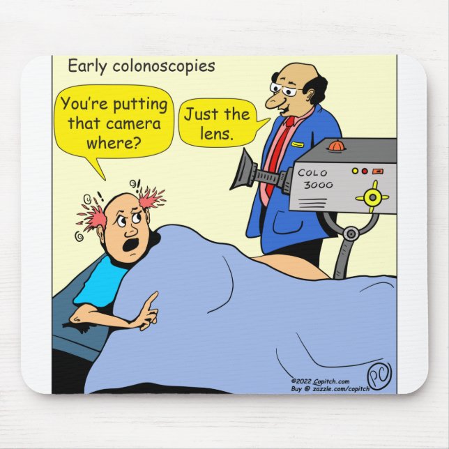 1406 Colonoscopy cartoon Mouse Mat (Front)