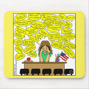 1409 Teacher Stress And Worry Cartoon Mouse Mat