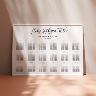 140-150 Guests 18 Tables Horizontal Seating Chart