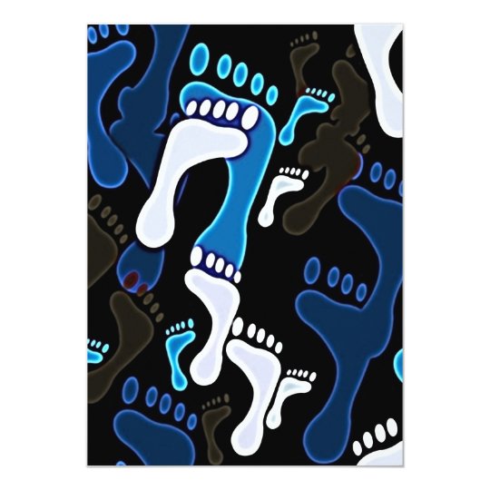 140 GROOVY BLUE BLACK WHITE FOOTSTEPS PATTERN BACK CARD