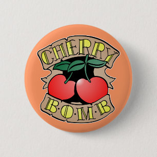 1413032011 Cherry Bomb Inverso (Rocker & Kustom) 6 Cm Round Badge