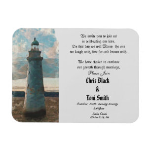 143 Lighthouse Watercolor Wedding Invitation Magnet