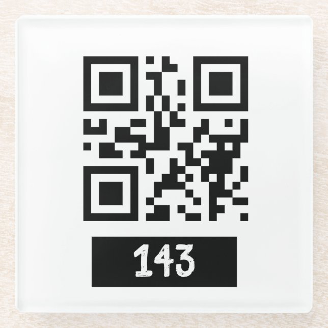 143 secret QR code message, decode it and say it Glass Coaster (Front)