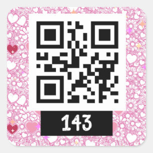 143 secret QR code message, say it decode it. v3 Square Sticker
