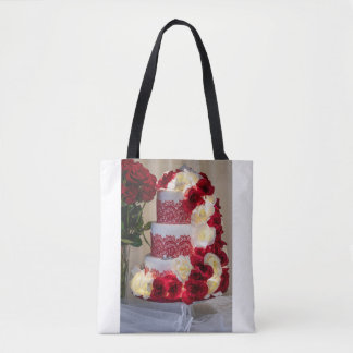 1458-Wedding Cake, Bouquet, Rings and Veil Tote Bag