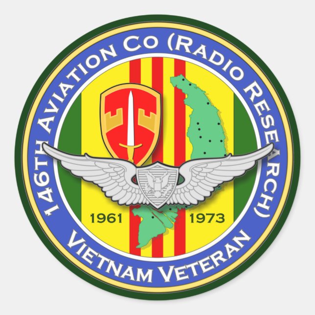 146th Avn Co RR 2b - ASA Vietnam Classic Round Sticker (Front)