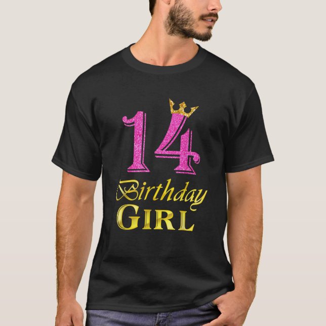 14 Birthday Girl Princess 14 Years Old 14th Birthd T-Shirt (Front)