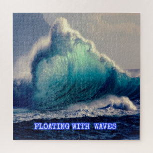 14.Blue ocean waves,ocean lovers gifts vintage  Jigsaw Puzzle