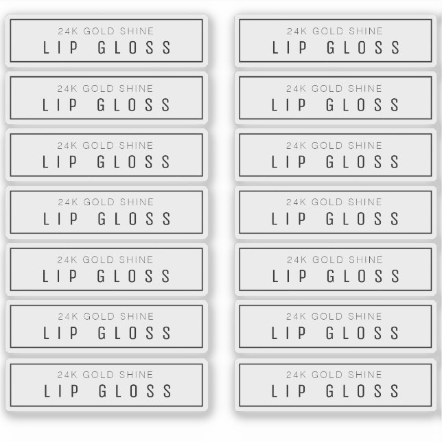 14 Clear Lip Gloss Labels 2.9 X .85 Inches (Front)