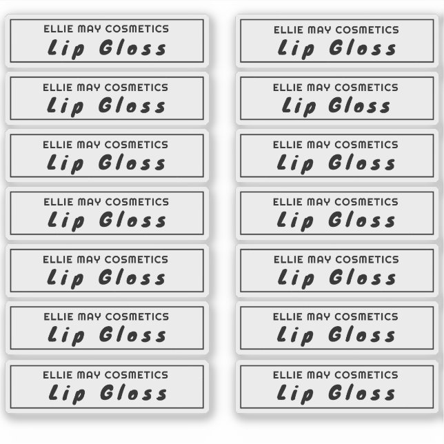 14 Clear Lip Gloss Labels 2.9 X .85 Inches (Front)
