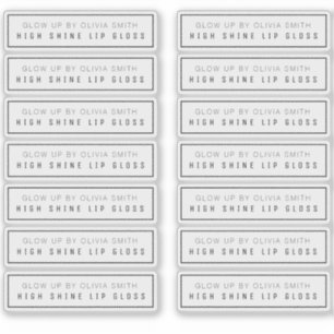 14 Clear Lip Gloss Labels 2.9 X .85 Inches