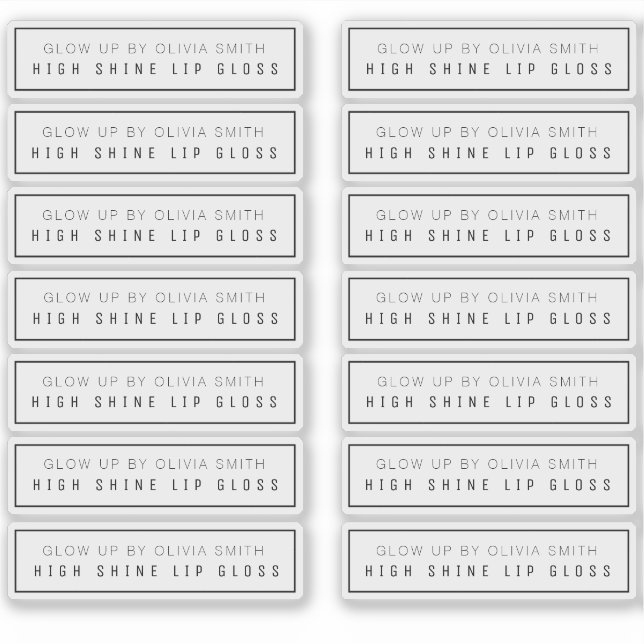 14 Clear Lip Gloss Labels 2.9 X .85 Inches (Front)