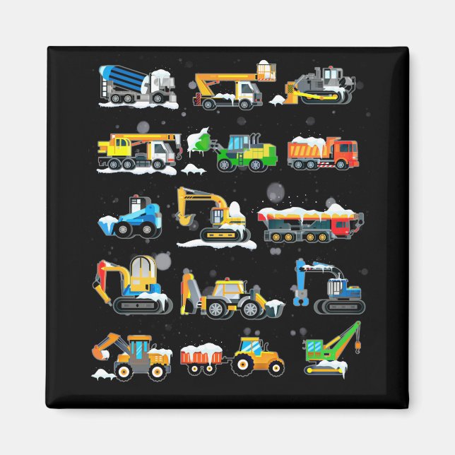 14 Construction Vehicles And Machinery Magnet (Front)
