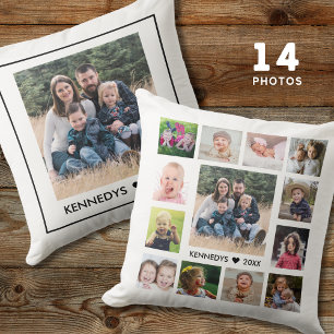 14 Family Photo Collage Create Your Own White Cushion