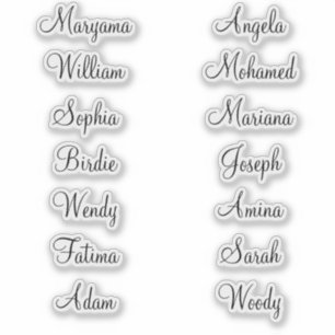14 First Names   Elegant Calligraphy Stickers 