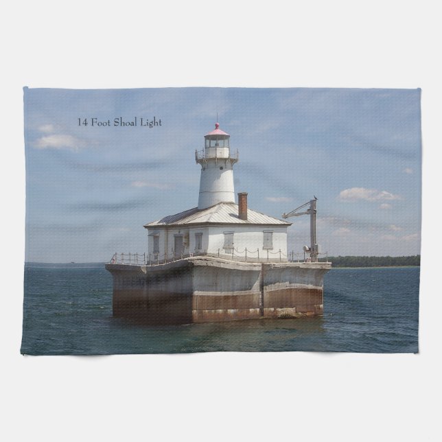 14 Foot Shoal Light kitchen towel (Horizontal)