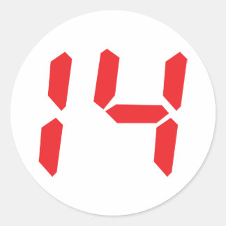 14 fourteen red alarm clock digital number classic round sticker