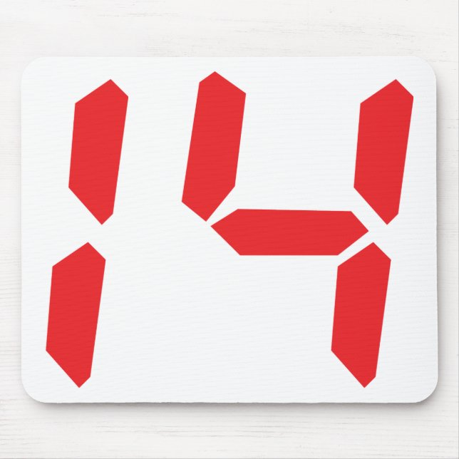 14 fourteen  red alarm clock digital number mouse mat (Front)