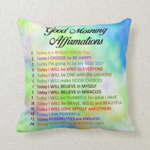 14 Good Morning Affirmations - Positive Thinking Cushion