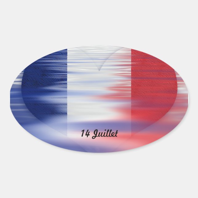 14 Juillet Fête Nationale Oval Sticker (Front)