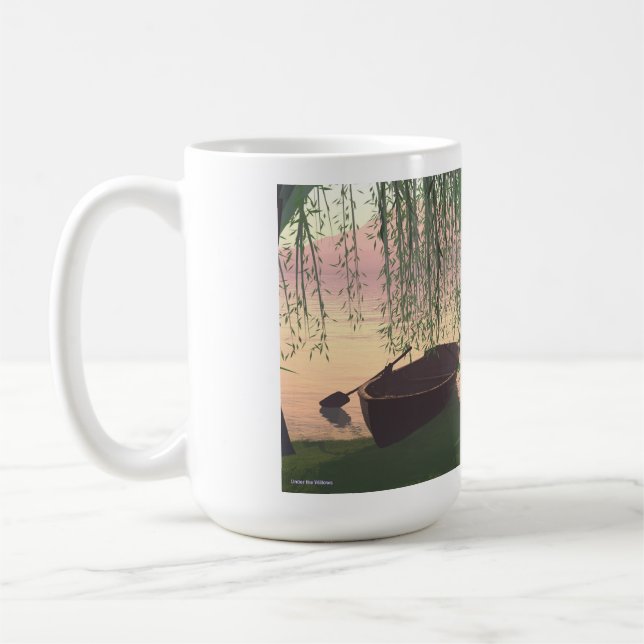 14 oz mug with "Under the Willows" image (Left)