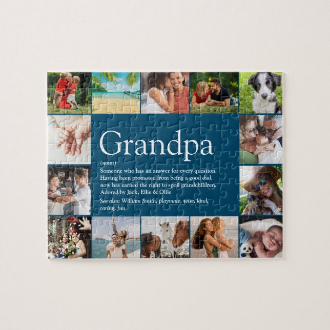 14 Photo Best Grandpa, Papa, Grandad Definition Jigsaw Puzzle (Horizontal)