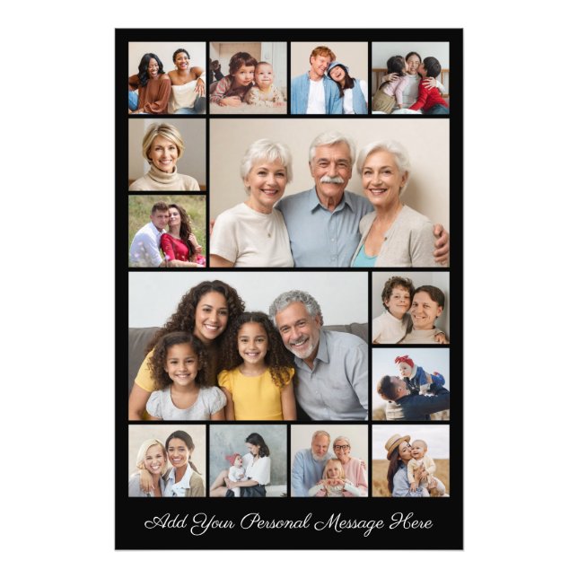 14 Photo Collage Add A Greeting Photo Enlargement (Front)