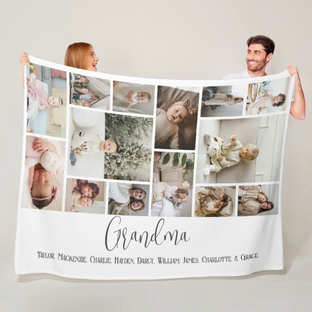 14 Photo collage and text template personalised Fleece Blanket (In Situ)