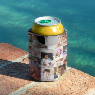 14 Photo Collage Custom Gift Can Cooler