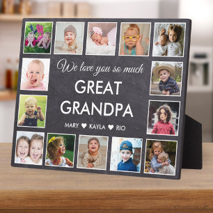 14 Photo Collage Love You Great Grandpa Chalkboard Plaque