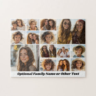 14 Photo Collage - Modern Minimal White Jigsaw Puzzle
