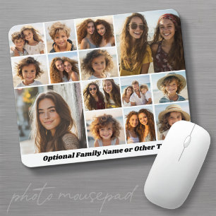 14 Photo Collage - Modern Minimal White Mouse Mat