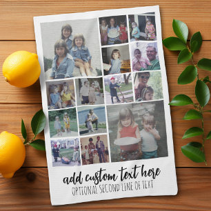 14 Photo Collage - Modern Minimal White Tea Towel