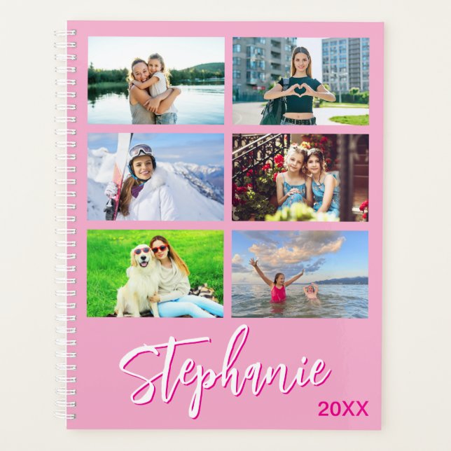 14 Photo Collage Personalised Light Pink Planner (Front)