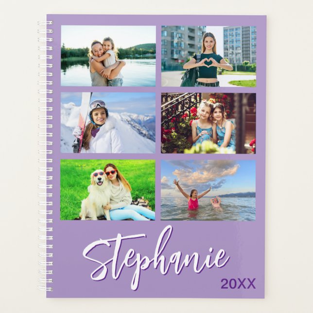 14 Photo Collage Personalized Pale Purple Planner (Front)