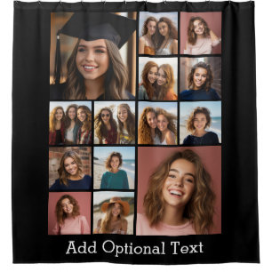 14 Photo Instagram Collage - can change background Shower Curtain