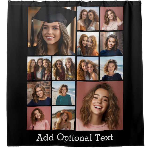 14 Photo Instagram Collage - can change background Shower Curtain (Front)