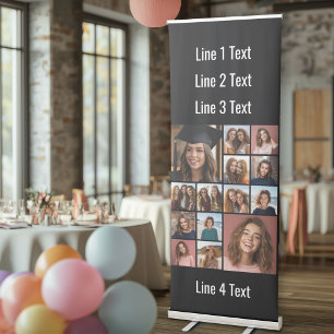 14 Square Photo Collage with Custom Text Retractable Banner