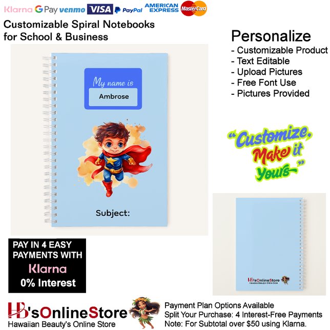 14 Super Hero Kids Boy Writing Supplies Students  Notebook (14 Super Hero Kids Boy Writing Supplies Students Notebook.)