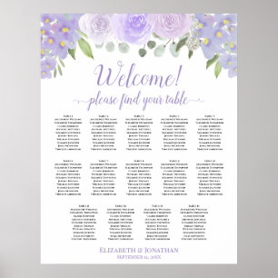14 Table Lavender Floral Wedding Seating Chart