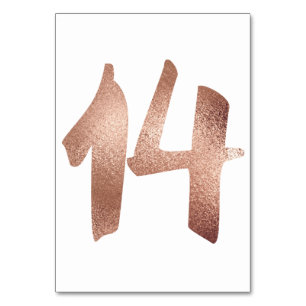 14 Table  Number White Metallic Pink Rose Gold