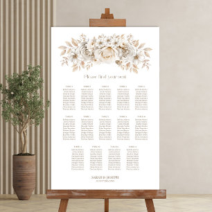14 Table White Floral Wedding Seating Chart