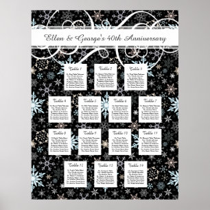 14 Table Winter Wedding Snowflake Seating Chart