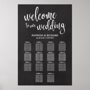 14 Tables Wedding Seating Chart Sign Chalkboard