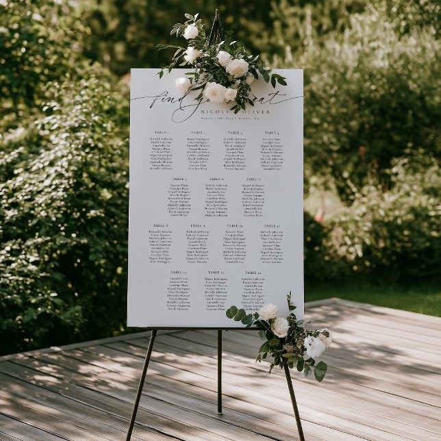 14 Tables Welcome Seating Chart Modern Script (14 Tables Welcome Seating Chart, Seating Plan, Find your seat)
