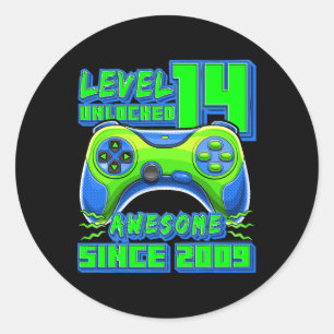 14 Unlocked Awesome 2009 Video Game 14th Birthday Classic Round Sticker