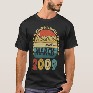 14 Year Old Awesome Since March 2009 14th Birthda T-Shirt