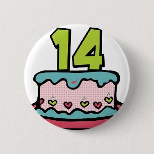 14 Year Old Birthday Cake 6 Cm Round Badge